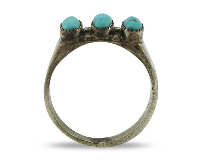 Zuni Ring .925 Silver Natural Sleeping Beauty Turquoise Signed R. LULE C.80's