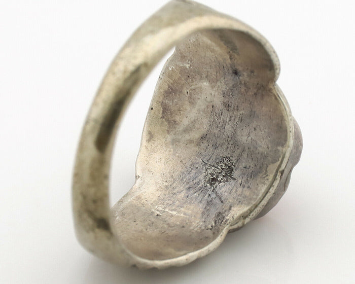 Zuni Ring .925 Silver Natural Turquoise & Coral Native American Artist C.1980's